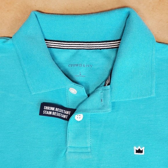 Crown and Ivy Polo Shirt Size Large Turquoise - Picture 5 of 6